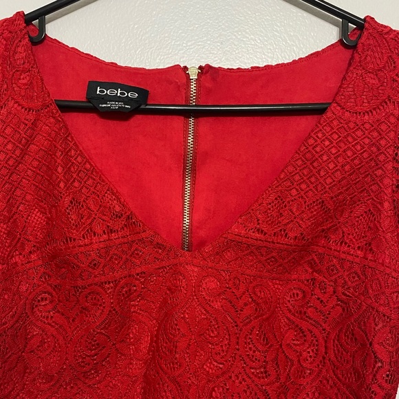 Bebe red lace skirt/crop top 2 piece set size XS - Picture 10 of 17